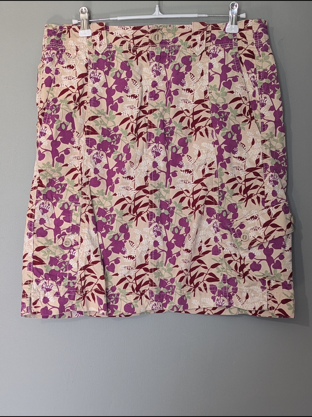 Eddie Bauer Vintage Women's Floral Print A-Line Skirt Cargo Retro Outdoors
